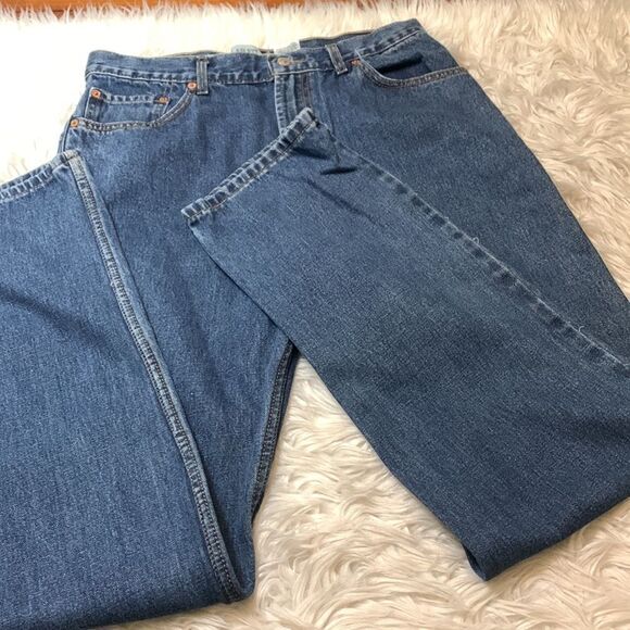 LEVI’S 505 blue jeans zip button fly pockets size 36 - Picture 1 of 10